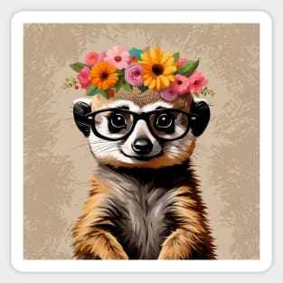 Funny Monty Baby Meerkat Wearing Glasses Sticker